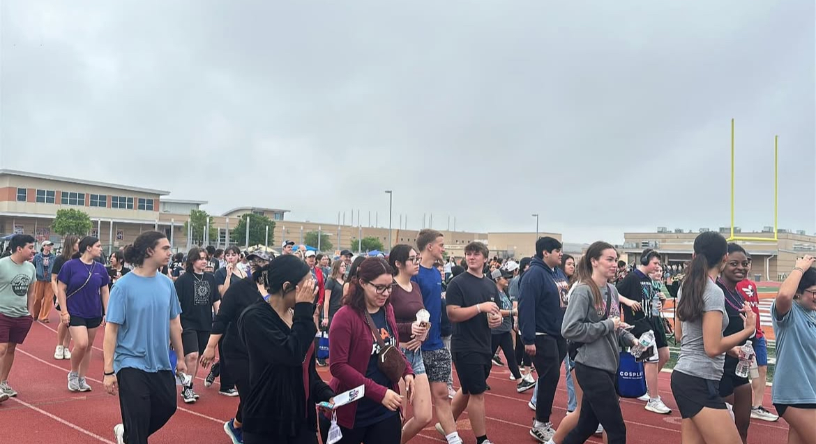 The 300 attendee crowd at our track field.